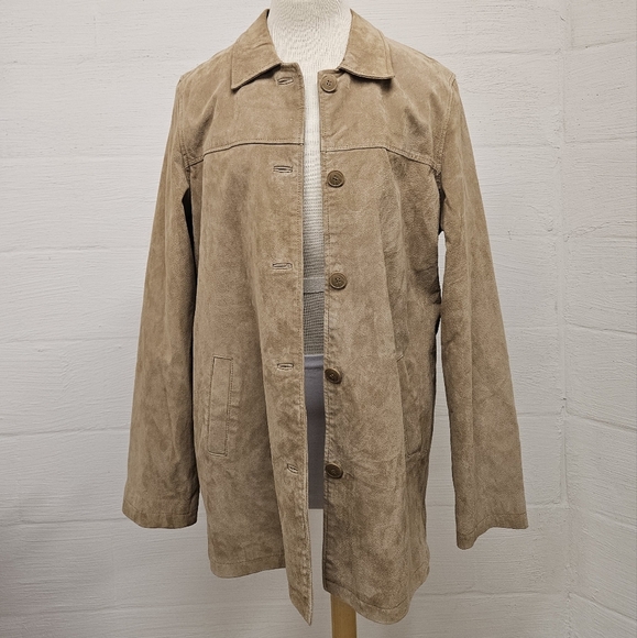 Moda International 90s Suede Leather Jacket in Camel Size Large Tall - Picture 3 of 12